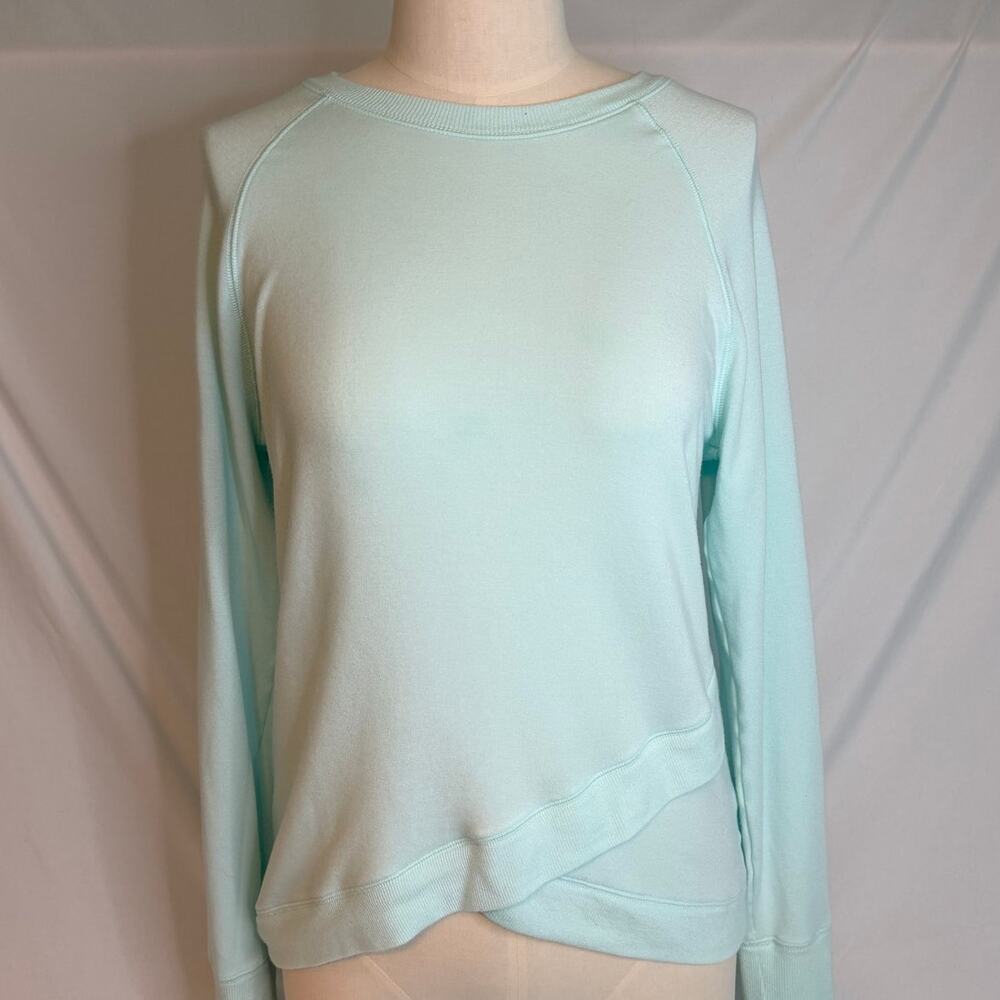 Athleta Serenity Criss Cross Pullover Turquoise Sweatshirt Size‎ MEDIUM